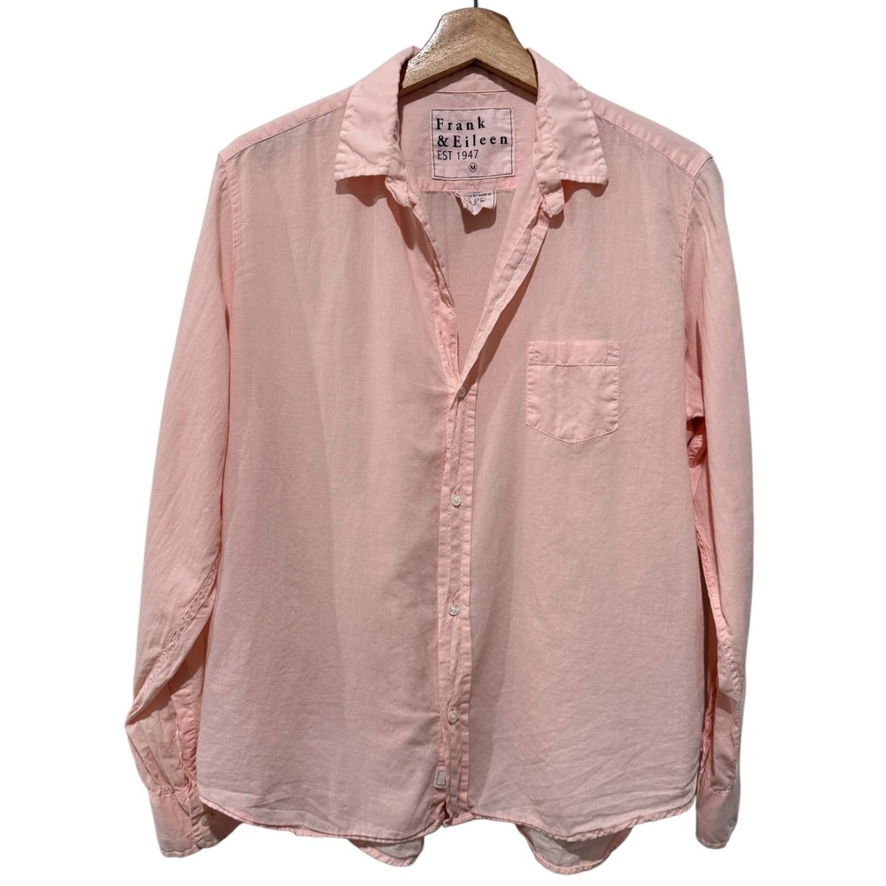 Frank & Eileen "Eileen" Cotton Button Up Shirt Women Sz M Pink Long Sleeve